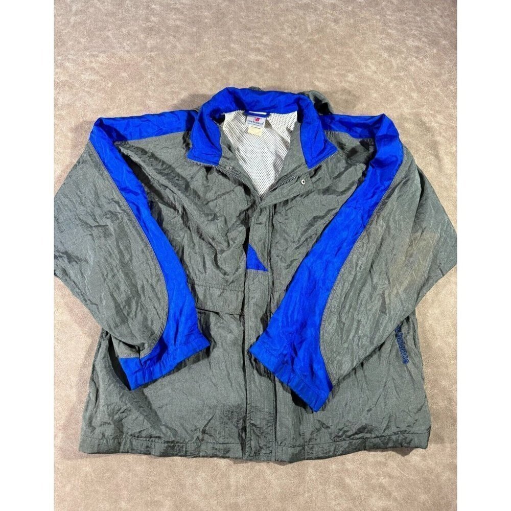 Vintage 1990s New Balance Mens Track Jacket Full Zip Mock Neck‎ Gray Blue 2XL